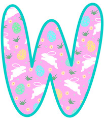 Happy easter day uppercase alphabet W