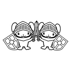 2 Rabbits Knight Sword Shield Armor Helmet Castle Design Lover Art Vector Illustration Card T-Shirt Poster Sticker Graphic Print Decorative Drawing Isolated Logo Decoration Symbol Creative Cool Style
