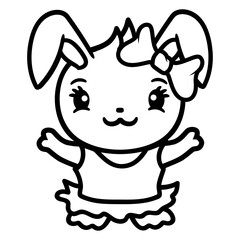 Bunny Girl Pretty Bow Woman Rabbit Cute Small Cool Design Lover Art Vector Illustration Card T-Shirt Poster Sticker Graphic Print Decorative Drawing Isolated Logo Decoration Symbol Creative Cool Style