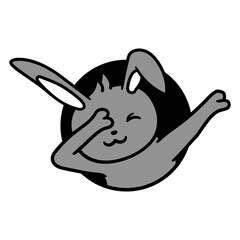 Bunny Dabbing Dab Dance Pose Dancing Party Funny Design Lover Art Vector Illustration Card T-Shirt Poster Sticker Graphic Print Decorative Drawing Isolated Logo Decoration Symbol Creative Cool Style
