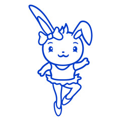 Bunny Tutu Ballerina Pirouette Turn Fun Girl Woman Design Lover Art Vector Illustration Card T-Shirt Poster Sticker Graphic Print Decorative Drawing Isolated Logo Decoration Symbol Creative Cool Style