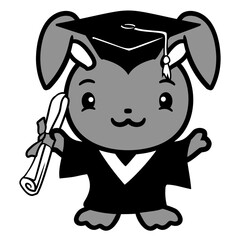 Hase College School Graduation Certificate Sweet Design Lover Art Vector Illustration Card T-Shirt Poster Sticker Graphic Print Decorative Drawing Isolated Logo Decoration Symbol Creative Cool Style
