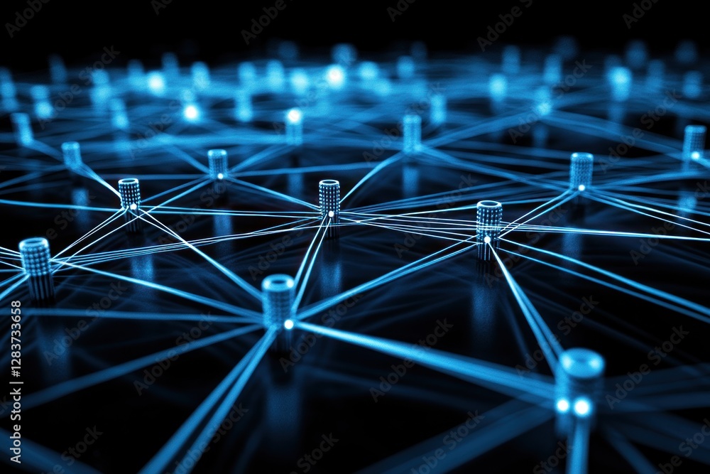 Poster abstract network connections with glowing nodes