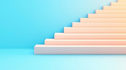 minimalist staircase design with soft pastel colors against blue background, creating serene and modern atmosphere