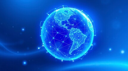Digitally rendered planet earth showing network connections, ideal for global business concepts.