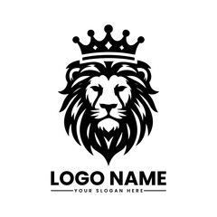 Lion Head with Crown Logo | Majestic Vector Emblem | Royal Animal Mascot Design