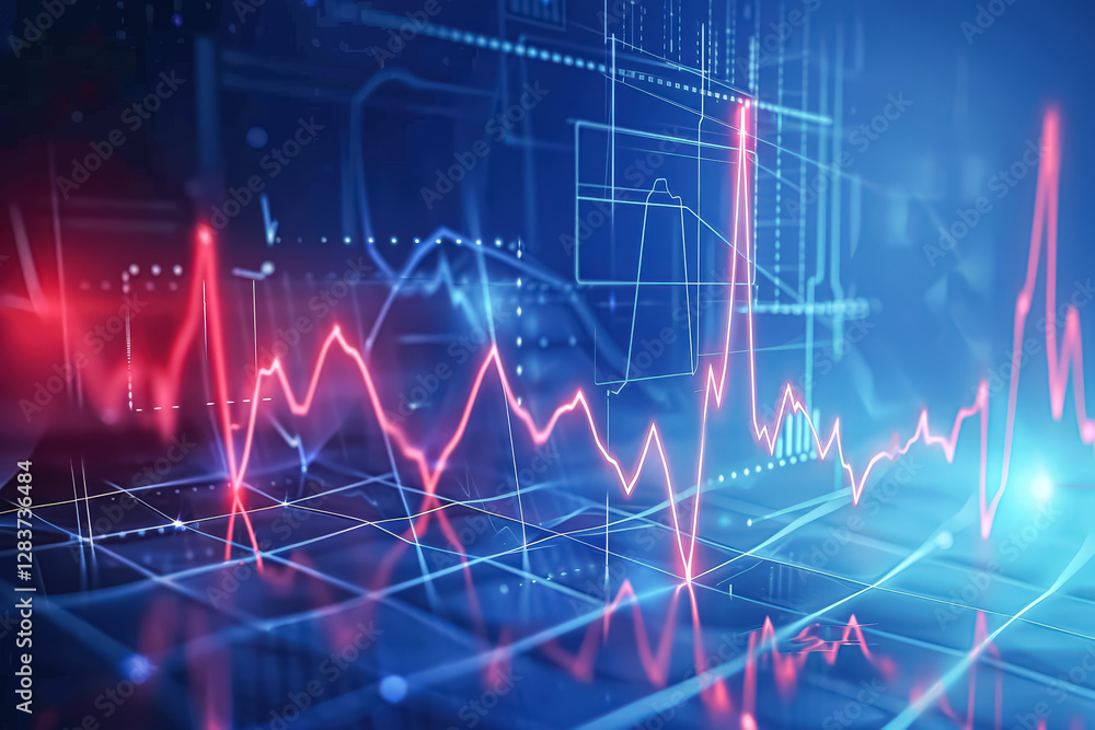 Poster colorful image of a graph with red and blue lines.