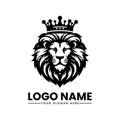 Lion Head with Crown Logo | Majestic Vector Emblem | Royal Animal Mascot Design