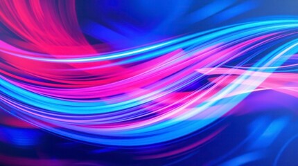 Vibrant light trails in shades of blue and pink create an abstract, dynamic background design.