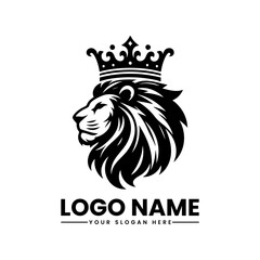 Lion Head with Crown Logo | Majestic Vector Emblem | Royal Animal Mascot Design