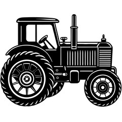 vintage tractor isolated on white