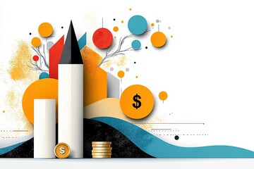 Franchise growth, Visual Representation of Business Growth and Brand Expansion Strategies with Colorful Elements