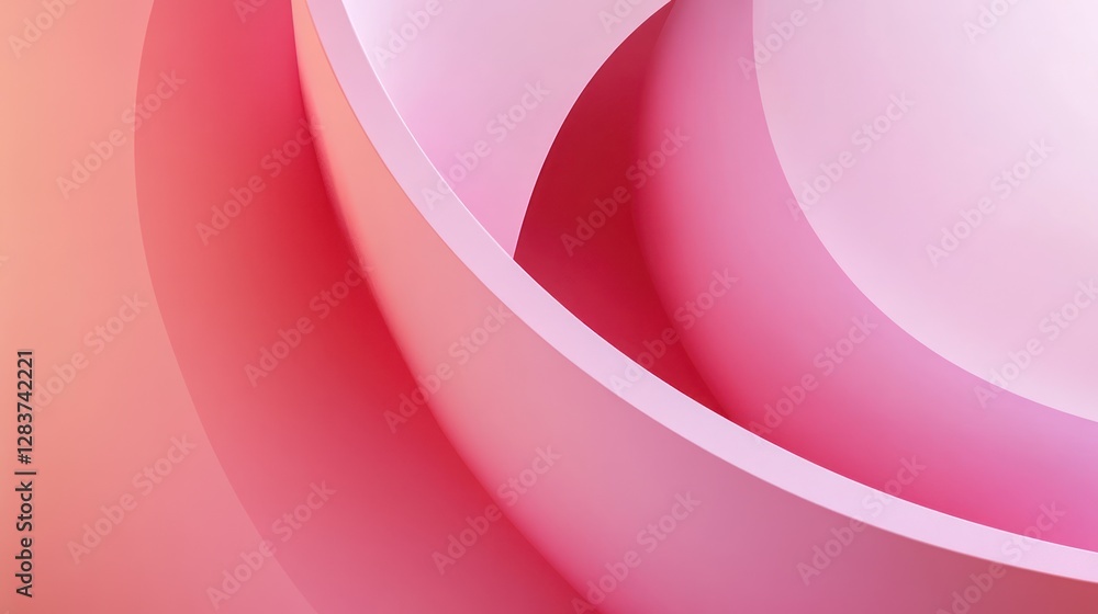 Poster abstract pink curves creating a soft gradient design