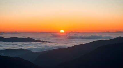 Obraz premium Sunrise Over Majestic Mountains With Vast Cloudscape Over the Mountains