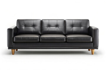 Sleek Leather Sofa: A stylish, black leather sofa, showcasing its contemporary design and inviting comfort for modern living.
