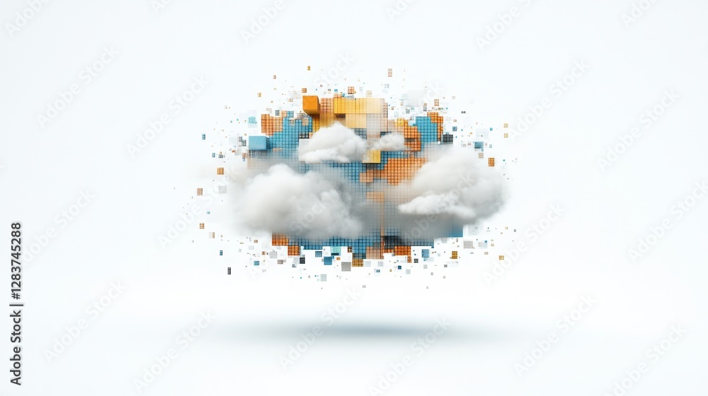Aufkleber abstract pixelated cloud design with bright colorful elements