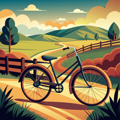 Fototapeta premium Eco-friendly transportation concept on world car-free day with vintage bicycle design