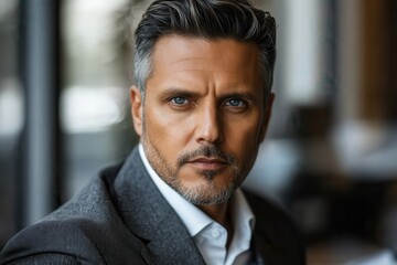 Fototapeta premium Confident Middle-Aged Man in Business Suit Portrait