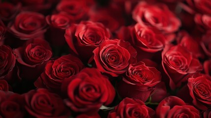 Obraz premium This captivating image showcases a dramatic arrangement of red roses, highlighting their rich hues and stunning designs, embodying romance, warmth, and beauty.