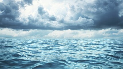 Obraz premium Stormy lake surface with turbulent ripples and dark clouds above, showcasing a vivid clash of light and shadow, evoking deep feelings.