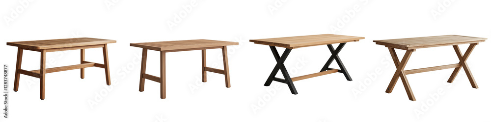 Poster collection of minimalist contemporary wooden tables and desks in various designs and styles suitable
