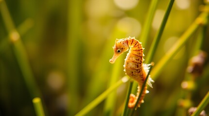 Silhouetted Seahorse Against Warm Red and Orange Backlight