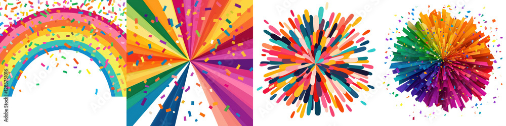 Poster vibrant energetic explosion of colors shapes and patterns in a dynamic celebratory design this digit