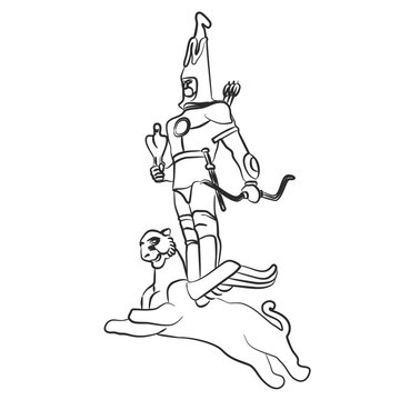 Golden Man Line Illustration