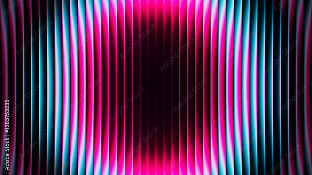 Poster futuristic vibrant circular gradient pattern with ribbed fractal glass texture blending smooth radia