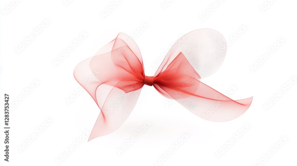 Poster elegant red sheer bow with soft edges on a light background