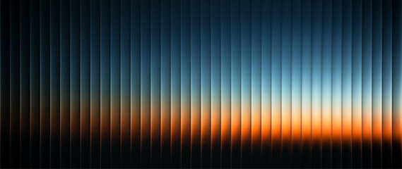 Vibrant sunset inspired gradient with  fractal vertical glass effect in warm orange and blue tones. Serene atmosphere, tranquility sky, peaceful twilight mood aesthetic design. Vector illustration