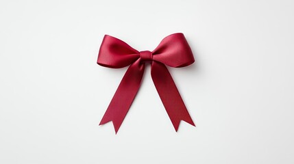 Fototapeta premium Elegant Red Satin Bow on White Background for Gift Decoration