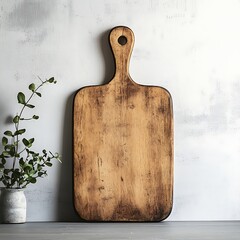 Stylish Wooden Cutting Board on Modern Grey Kitchen Table