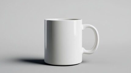 Fototapeta premium Plain white ceramic mug with black handle mockup for design and branding purposes