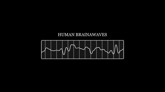 Alpha Human Brain Waves Diagram Illustration Animation.moving through human brain nerve cells (neurons). Animation of neuronal firing