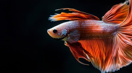 Fototapeta premium Stunning Orange Betta Fish Aquatic Life Macro Photography