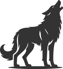 A howling wolf with a strong, muscular stance vector animal silhouette