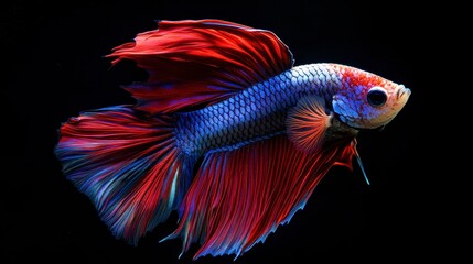 Fototapeta premium Stunning Red Blue Betta Fish Siamese Fighting Fish Aquatic Life