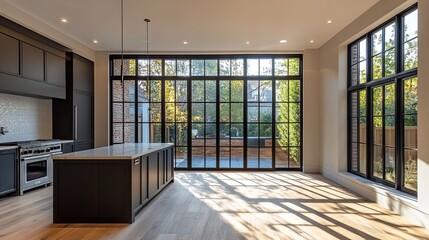 Home refurbishment process large modern windows natural light flooding space interior design home renovation remodeling contemporary home interior design windows renovation construction