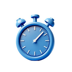 A blue stopwatch 3D illustration representing time tracking precision speed and countdown...