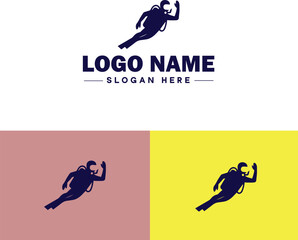 Scuba Diving icon Underwater diving Deep-sea exploration Subaquatic exploration flat logo sign symbol editable vector