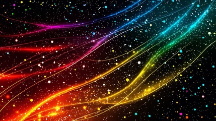 Naklejka premium Colorful abstract background with lines stars and fantasy galaxy elements for digital design