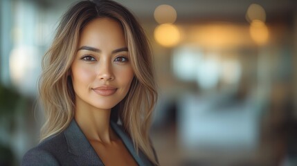 Fototapeta premium Confident Young Businesswoman Portrait in Modern Office