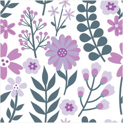 floral pattern with flowers,Hand-drawn botanical element,Vector illustration doodle background. 