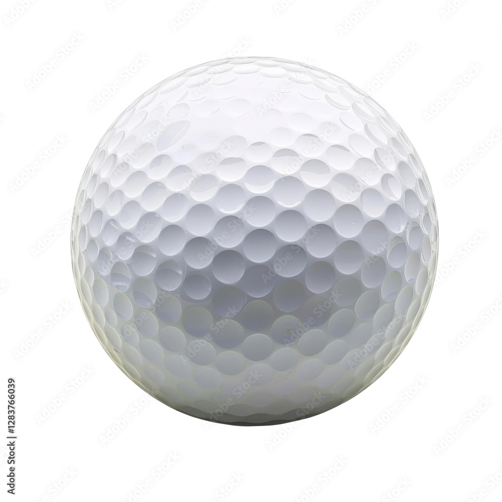 Poster close up view of white golf ball with dimpled surface, showcasing its texture and design. ball is is
