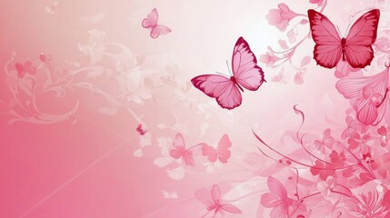 Fototapeta premium Pink butterfly wallpaper with soft pink background for digital and print use