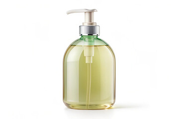 Elegant Dispenser: A sleek, transparent dispenser filled with a vibrant liquid is captured against a clean background, symbolizing hygiene and care.