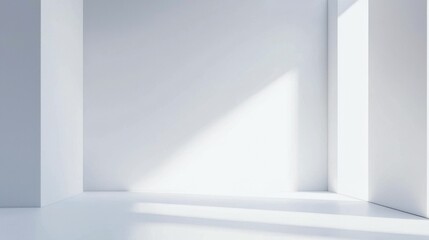 Fototapeta premium Minimalist white room with window and clean white wall background for design purposes
