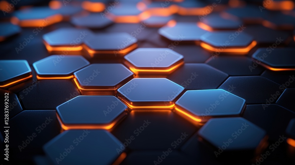 Poster abstract hexagon background with glowing hexagons and colorful technological design for digital grap