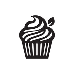 Silhouette cupcake Icon, food logo, Vector illustration isolated on white background. Can be used as icon, sign or symbol - cupcake silhouette.